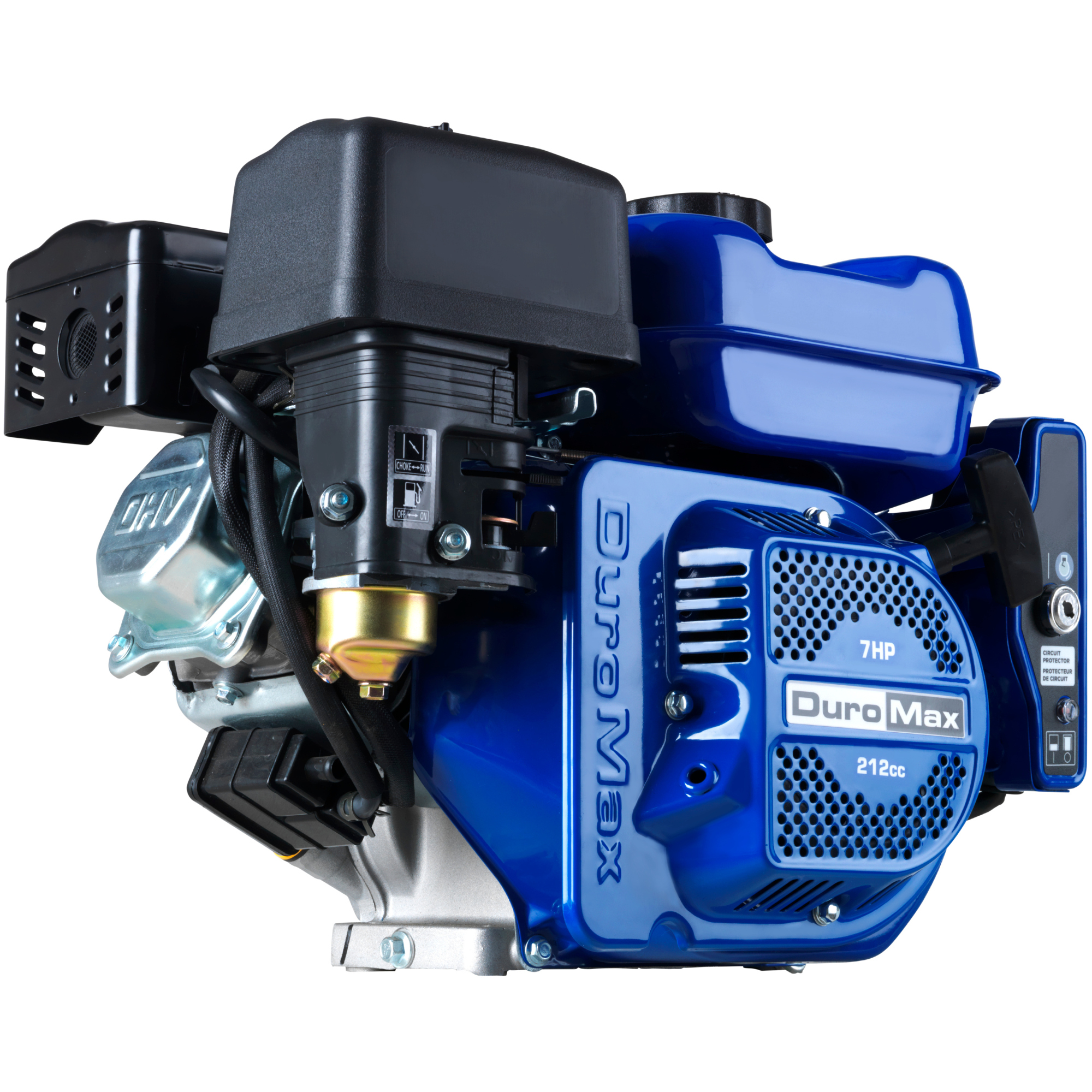 DuroMax, 7 HP 3/4in. Shaft Electric Start Engine, Engine Displacement 208 cc, Engine Type Gasoline Engines, Shaft Diameter 3/4 in, Model# XP7HPE